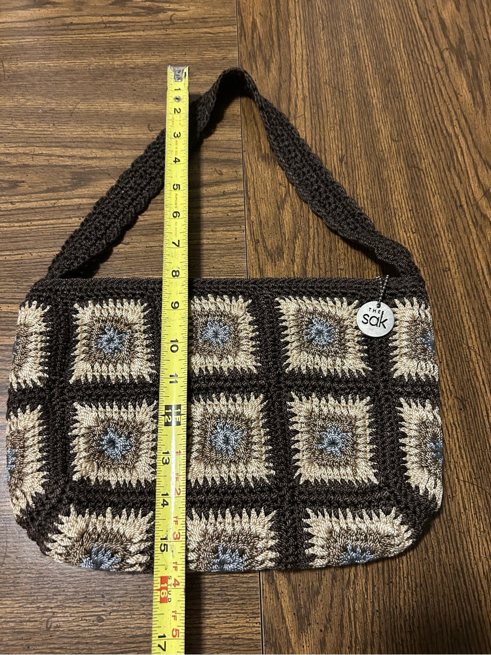 The Sak Crochet Patchwork Shoulder Bag - Brown/Cream/Blue